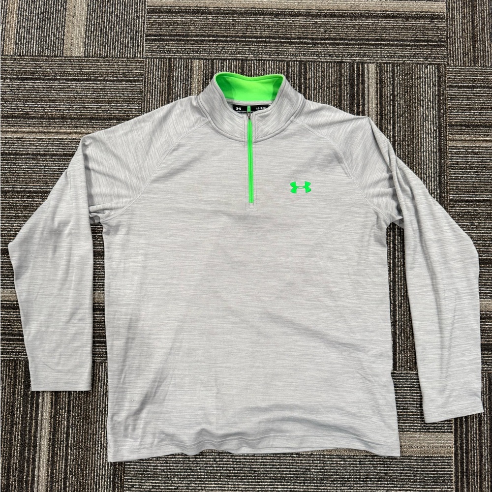 Under Armour grey and green Dri-fit pullover Quarter zip